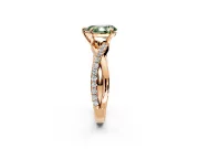 Crossover Engagement Ring Setting for Fancy Green Pear-Shaped Center with Pave and Plain Strands and Prong Head in Rose Gold