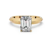 Solitaire Engagement Ring Setting for Emerald Cut Center with Wide Knife Ridge Band and Prong Head in Yellow Gold
