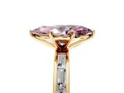 Solitaire Engagement Ring Setting for Fancy Pink Marquise Center with Channel Baguette Band and Prong Head in Yellow Gold