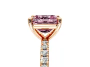 Solitaire Engagement Ring Setting for Fancy Pink Asscher Cut Center with Fine Pave Narrow Band and Prong Head in Rose Gold