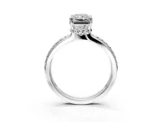 Solitaire Engagement Ring Setting for Radiant Cut Center with Raised Channel Band and Prong Head in Sterling Silver