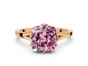 Solitaire Engagement Ring Setting for Fancy Pink Cushion Cut Center with Plain Split Shank and Prong Head in Rose Gold