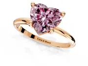 Minimalist Solitaire Engagement Ring Setting for Fancy Pink Heart-Shaped Center with Thin Band and Prong Head in Rose Gold