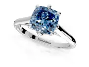 Solitaire Engagement Ring Setting for Fancy Blue Cushion Cut Center with Cathedral Band and Prong Head in White Gold
