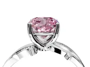Solitaire Engagement Ring Setting for Fancy Pink Cushion Cut Center with Pave and Plain Crossover Band and Prong Head in Platinum