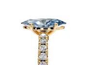 Solitaire Engagement Ring Setting for Fancy Blue Marquise Center with Single Row Accent Band and Prong Head in Yellow Gold