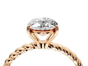 Solitaire Engagement Ring Setting for Oval Center with Plain Twisted Rope Band and Prong Head in Rose Gold