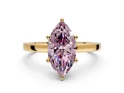 Solitaire Engagement Ring Setting for Fancy Pink Marquise Center with Basket Rail and Prong Head in Yellow Gold