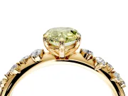 Cluster Engagement Ring Setting for Fancy Yellow Pear-Shaped Center with Round Cut Accent Band and Prong Head in Yellow Gold