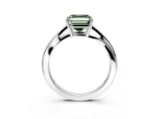 Solitaire Engagement Ring Setting for Fancy Green Asscher Cut Center with Plain Bypass Twist Band and Prong Head in Platinum