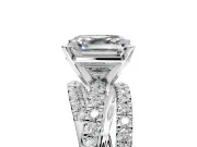 Solitaire Engagement Ring Setting for Asscher Cut Center with Woven 3-Strand Pave Band and Prong Head in Sterling Silver
