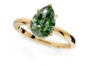 Hidden Halo Engagement Ring Setting for Fancy Green Pear-Shaped Center with Plain Band and Tall Prong Head in Yellow Gold
