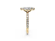 Solitaire Engagement Ring Setting for Marquise Center with Micro Pave Band and Prong Head in Yellow Gold