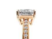 Solitaire Engagement Ring Setting for Radiant Cut Center with Channel-Set Accent Band and Prong Head in Rose Gold