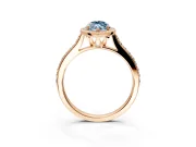 Halo Engagement Ring Setting for Fancy Blue Marquise Center with Pave Accents, Heart Basket and Prong Head in Rose Gold