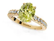 Solitaire Engagement Ring Setting for Fancy Yellow Oval Center with Single Row Accent Band and Prong Head in Yellow Gold