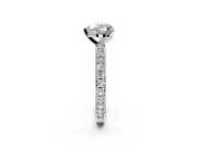 Solitaire Engagement Ring Setting for Heart-Shaped Center with Milgrain-Edged Pave Band and Prong Head in Platinum
