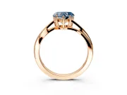 Solitaire Engagement Ring Setting for Fancy Blue Heart-Shaped Center with Plain Bypass Twist Band and Prong Head in Rose Gold