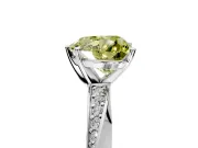 Side Accent Engagement Ring Setting for Fancy Yellow Heart-Shaped Center with Accent Shoulders and Prong Head in Sterling Silver