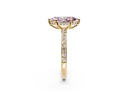 Solitaire Engagement Ring Setting for Fancy Pink Marquise Center with Fine Pave Band and Prong Head in Yellow Gold