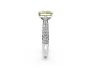 Solitaire Engagement Ring Setting for Fancy Yellow Radiant Cut Center with Multi-Row Accents and Prong Head in Platinum
