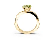 Solitaire Engagement Ring Setting for Fancy Yellow Heart-Shaped Center with Milgrain-Edged Pave Band and Prong Head in Yellow Gold