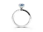 Open Basket Engagement Ring Setting for Fancy Blue Oval Center with Pave Band and Prong Head in Platinum