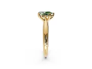 Solitaire Engagement Ring Setting for Fancy Green Pear-Shaped Center with Reverse Tapered Band and Prong Head in Yellow Gold