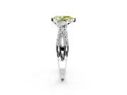 3 Stone Engagement Ring Setting for Fancy Yellow Pear-Shaped Center with Pave Split Shank and Prong Head in Platinum