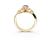 Leaf Cluster Engagement Ring Setting for Fancy Pink Marquise Center with Marquise Accents and Prong Head in Yellow Gold