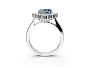 Cluster Halo Engagement Ring Setting for Fancy Blue Heart-Shaped Center with Milgrain Bezel Accents and Prong Head in Platinum