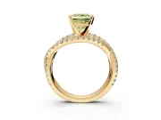 Solitaire Engagement Ring Setting for Fancy Yellow Princess Cut Center with Woven 3-Strand Pave Band and Prong Head in Yellow Gold