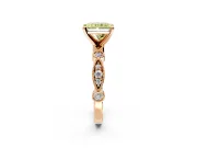 Solitaire Engagement Ring Setting for Fancy Yellow Radiant Cut Center with Milgrain Bezel Accents and Prong Head in Rose Gold