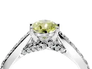 Solitaire Engagement Ring Setting for Fancy Yellow Pear-Shaped Center with Crossover Accents and Prong Head in White Gold