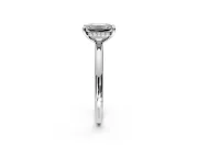 Hidden Halo Engagement Ring Setting for Emerald Cut Center with Thin Rounded Band and Prong Head in White Gold