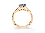Split Shank Engagement Ring Setting for Fancy Blue Heart-Shaped Center with Pave Split Shank and Prong Head in Rose Gold