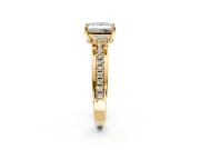 Solitaire Engagement Ring Setting for Princess Cut Center with Raised Channel Band and Prong Head in Yellow Gold