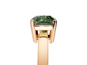 Solitaire Engagement Ring Setting for Fancy Green Cushion Cut Center with Plain Band and Flat Tab Prong Head in Rose Gold