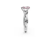 Crossover Engagement Ring Setting for Fancy Pink Pear-Shaped Center with Pave and Plain Strands and Prong Head in White Gold