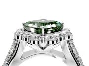 Large Accent Halo Engagement Ring Setting for Fancy Green Asscher Cut Center with Pave Split Shank and Prong Head in Platinum