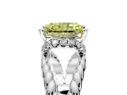 Halo Engagement Ring Setting for Fancy Yellow Radiant Cut Center with Rope Twist Split Shank and Prong Head in Platinum