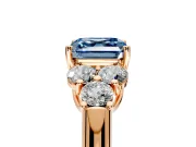 Cluster Engagement Ring Setting for Fancy Blue Asscher Cut Center with Round Cut Accent Frame and Prong Head in Rose Gold