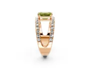 Solitaire Engagement Ring Setting for Fancy Yellow Emerald Cut Center with Wide-Open Split Shank and Prong Head in Rose Gold