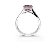 Solitaire Engagement Ring Setting for Fancy Pink Asscher Cut Center with Round Cut Channel Band and Prong Head in White Gold