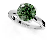 Solitaire Engagement Ring Setting for Fancy Green Round Cut Center with Plain Band and Flat Tab Prong Head in Platinum