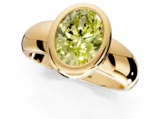 Solitaire Engagement Ring Setting for Fancy Yellow Oval Center with Wide Band and Bezel Head in Yellow Gold