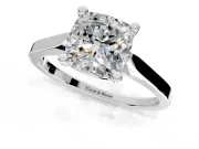 Solitaire Engagement Ring Setting for Cushion Cut Center with Tapered Shoulders and Prong Head in Sterling Silver