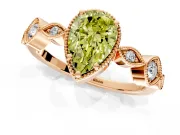 Vintage Station Engagement Ring Setting for Fancy Yellow Pear-Shaped Center with Accents and Prong Head in Rose Gold