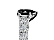 Solitaire Engagement Ring Setting for Fancy Black Pear-Shaped Center with Pave Cathedral Shoulders and Prong Head in White Gold