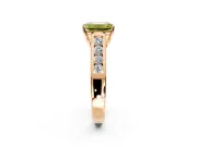 Solitaire Engagement Ring Setting for Fancy Yellow Emerald Cut Center with Cathedral Channel Band and Prong Head in Rose Gold